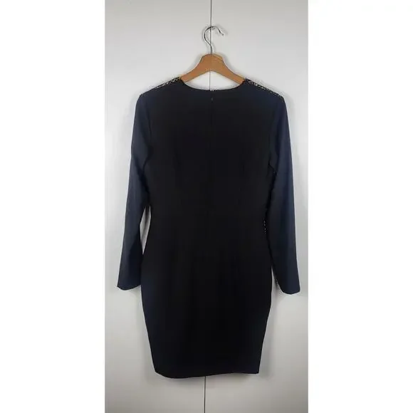 Misha Collection Paulina Scalloped Lace Trim Sheath Cocktail Mini Dress | M - Picture 10 of 13